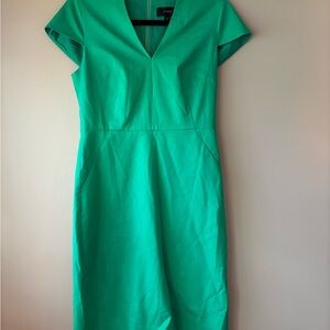 J. Crew Green V-Neck Pencil Dress